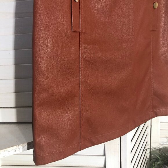 Loft Vegan Leather Mini Skirt Maroon Size 2 - Picture 9 of 9
